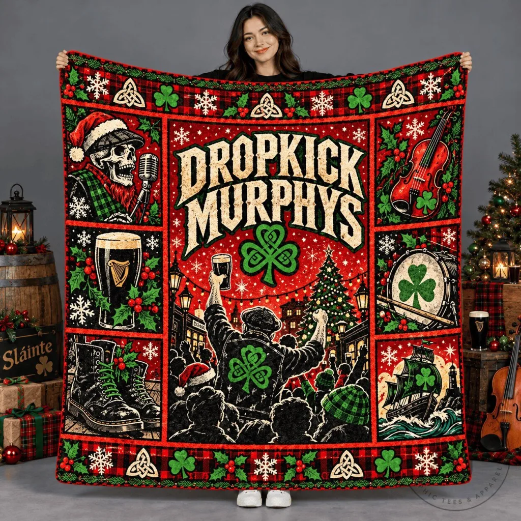 Dropkick Murphys Christmas Holiday Green Shamrock Fleece Blanket Dropkick Murphys Christmas Holiday Green Shamrock Fleece Blanket