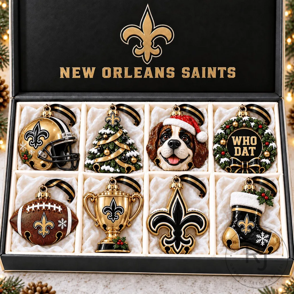 New Orleans Saints Football Team Christmas Tree Ornaments Set New Orleans Saints Football Team Christmas Tree Ornaments Set