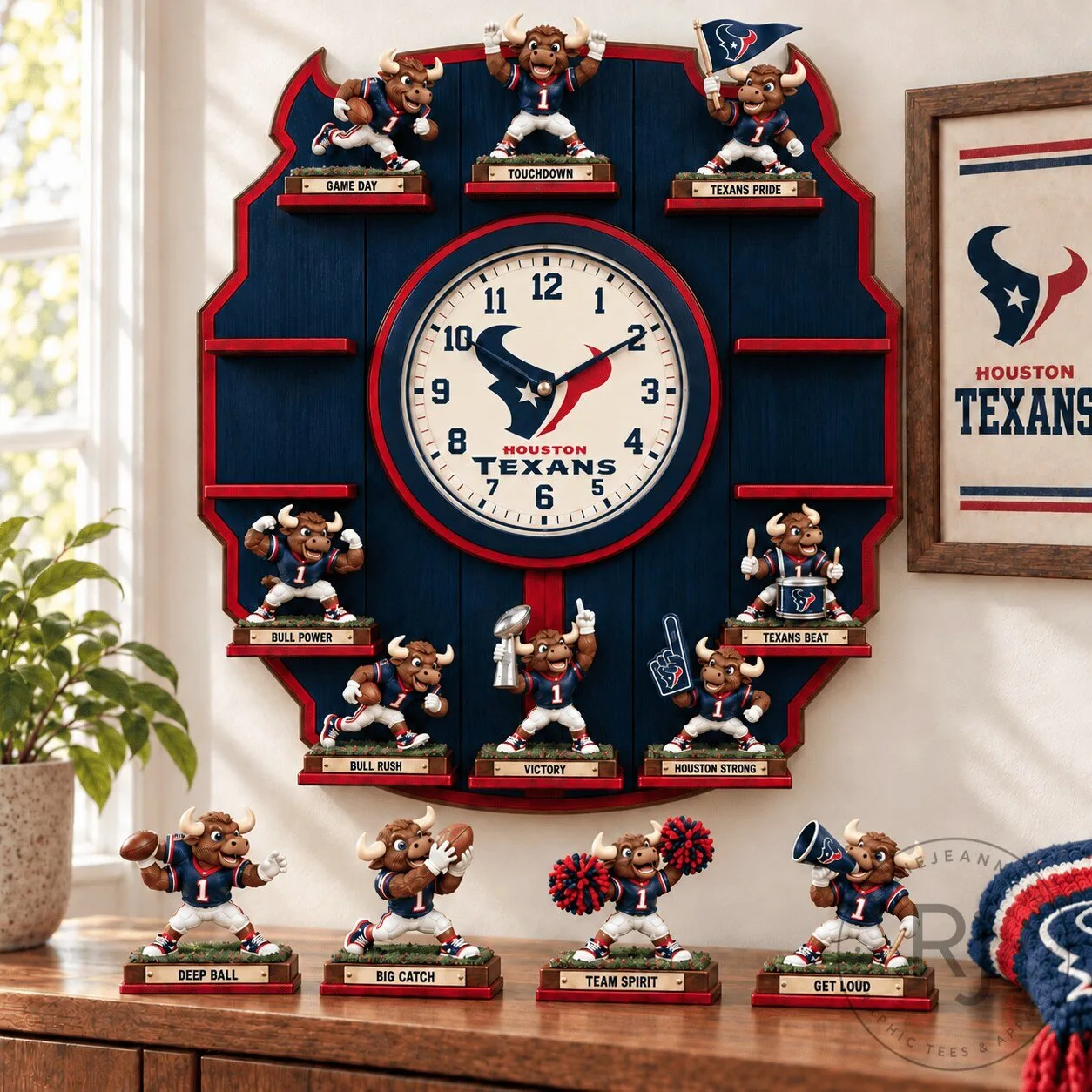 Houston Texans Mascot Sculpture Clock Collection with Mini Figurines 1 Houston Texans Mascot Sculpture Clock Collection with Mini Figurines