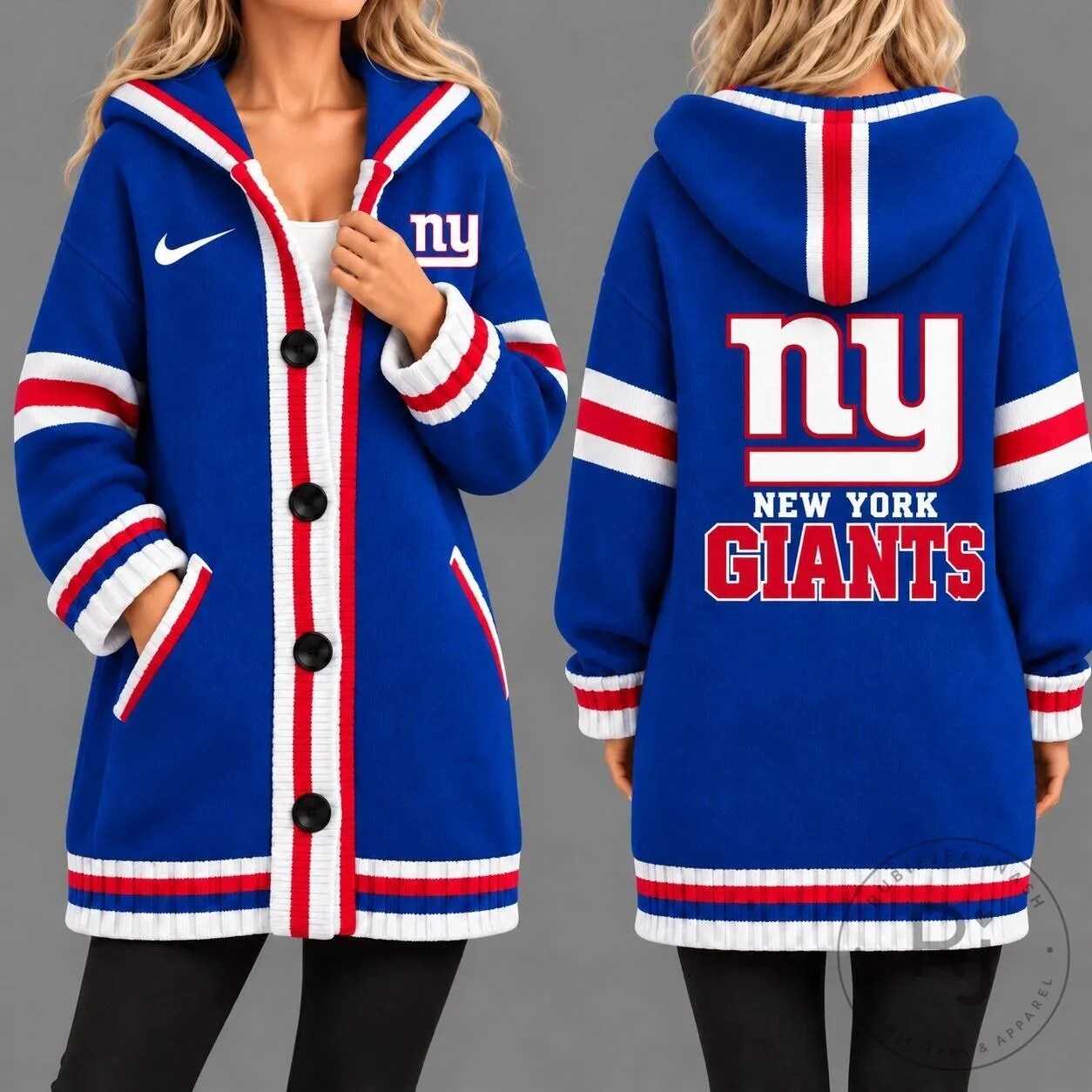 New York Giants NFL Game Day Oversized Cardigan Hoodie for Women 2 New York Giants NFL Game Day Oversized Cardigan Hoodie for Women