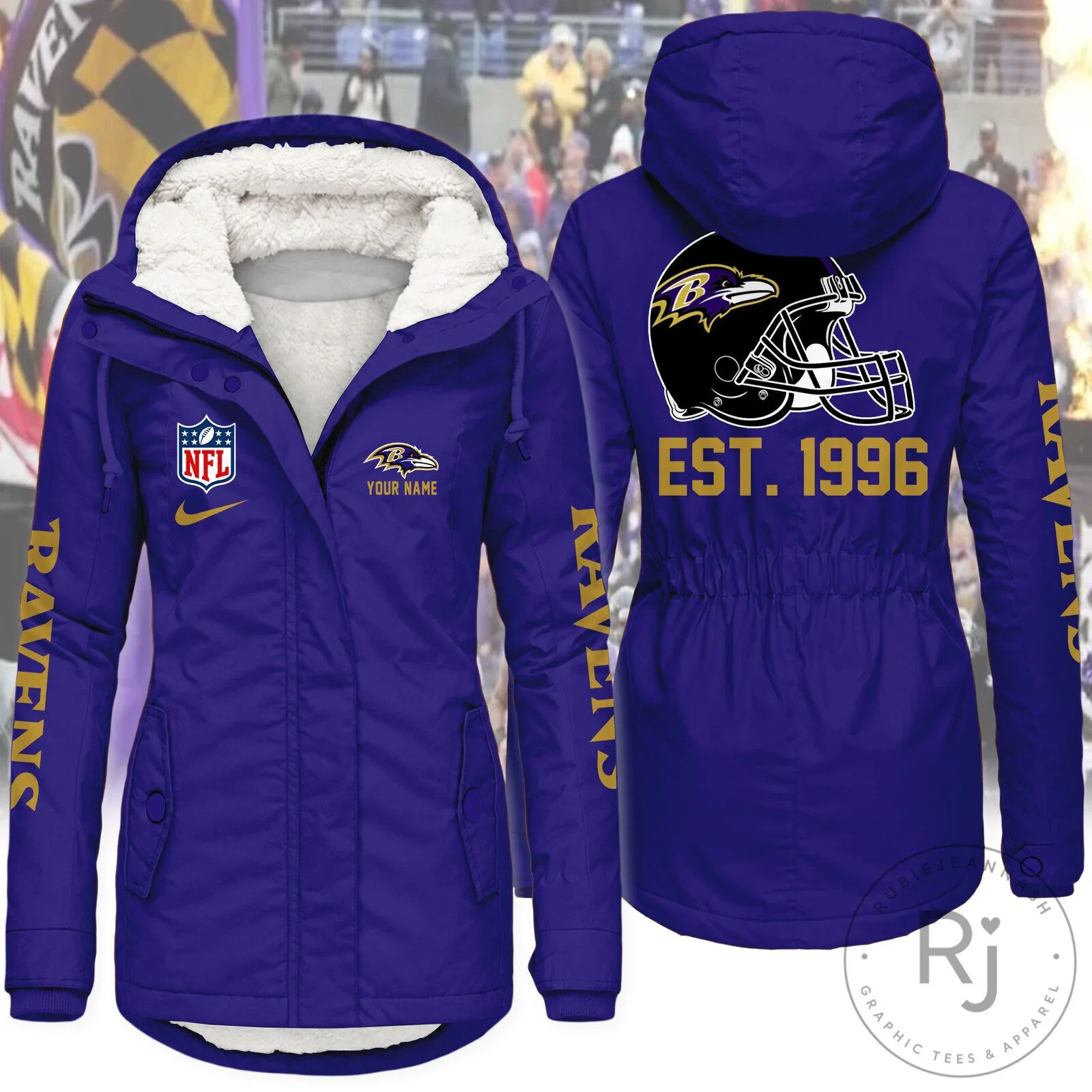 Baltimore Ravens NFL Football Team Logo Fleece Lined Winter Parka Jacket