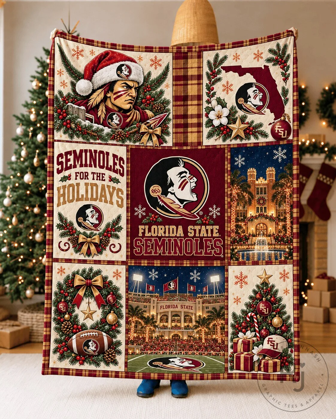 Florida State Seminoles Christmas Holiday Blanket