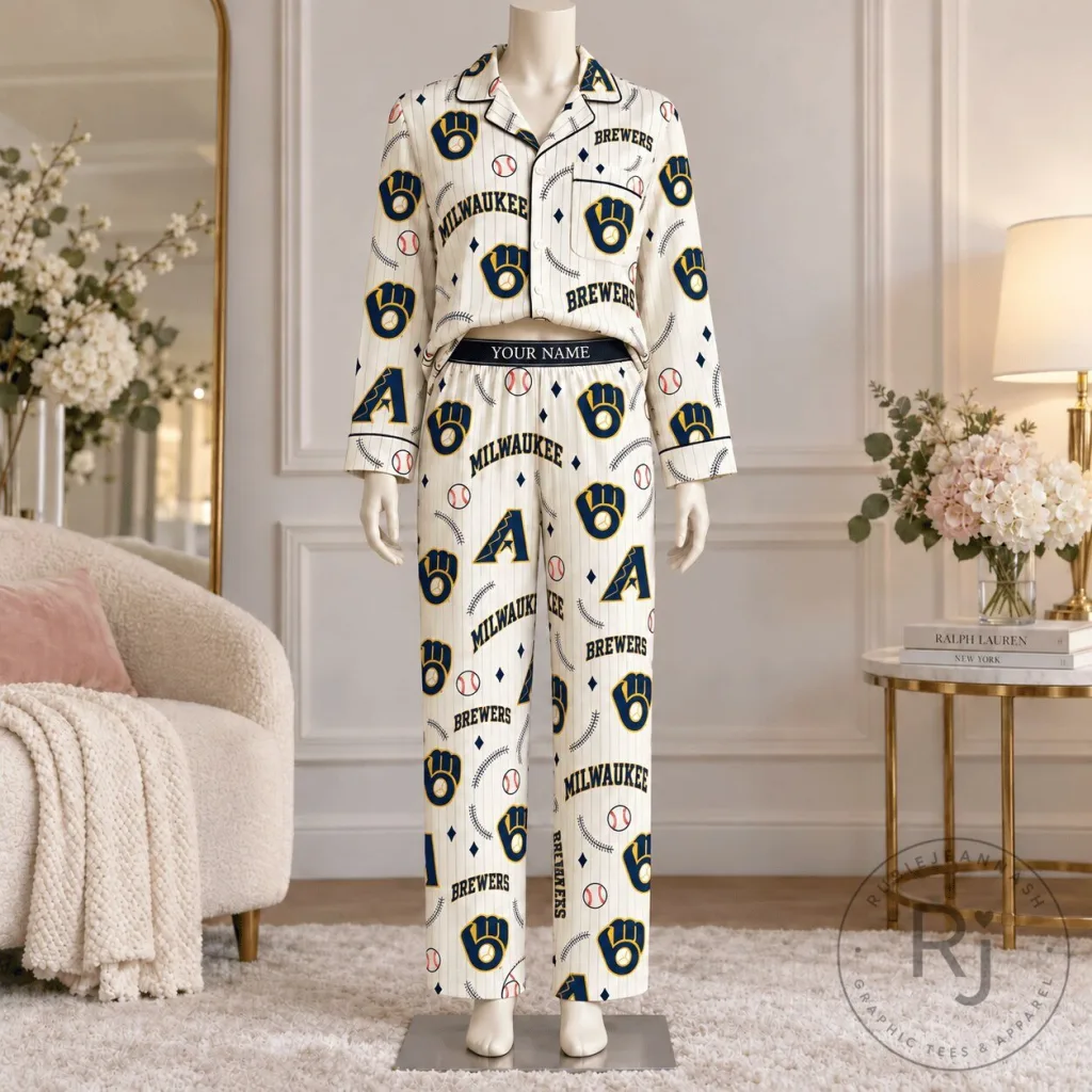 Milwaukee Brewers Baseball Team Personalized Pajamas Set Milwaukee Brewers Baseball Team Personalized Pajamas Set