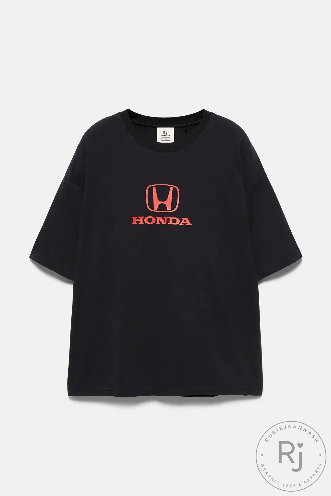 Classic Honda Red Logo Black Oversized Graphic T-Shirt for Men and Women