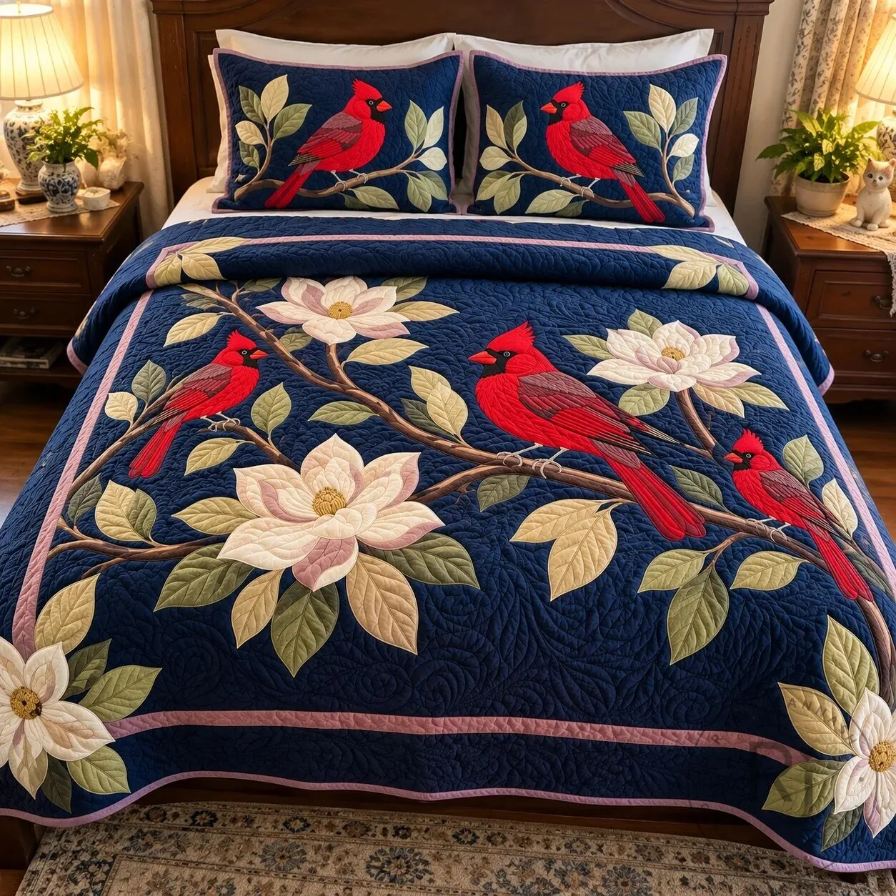 Chicago Bears Gameday Football Fan Hoodie 5 Cardinal Midnight Magnolia Quilted Bedding Set