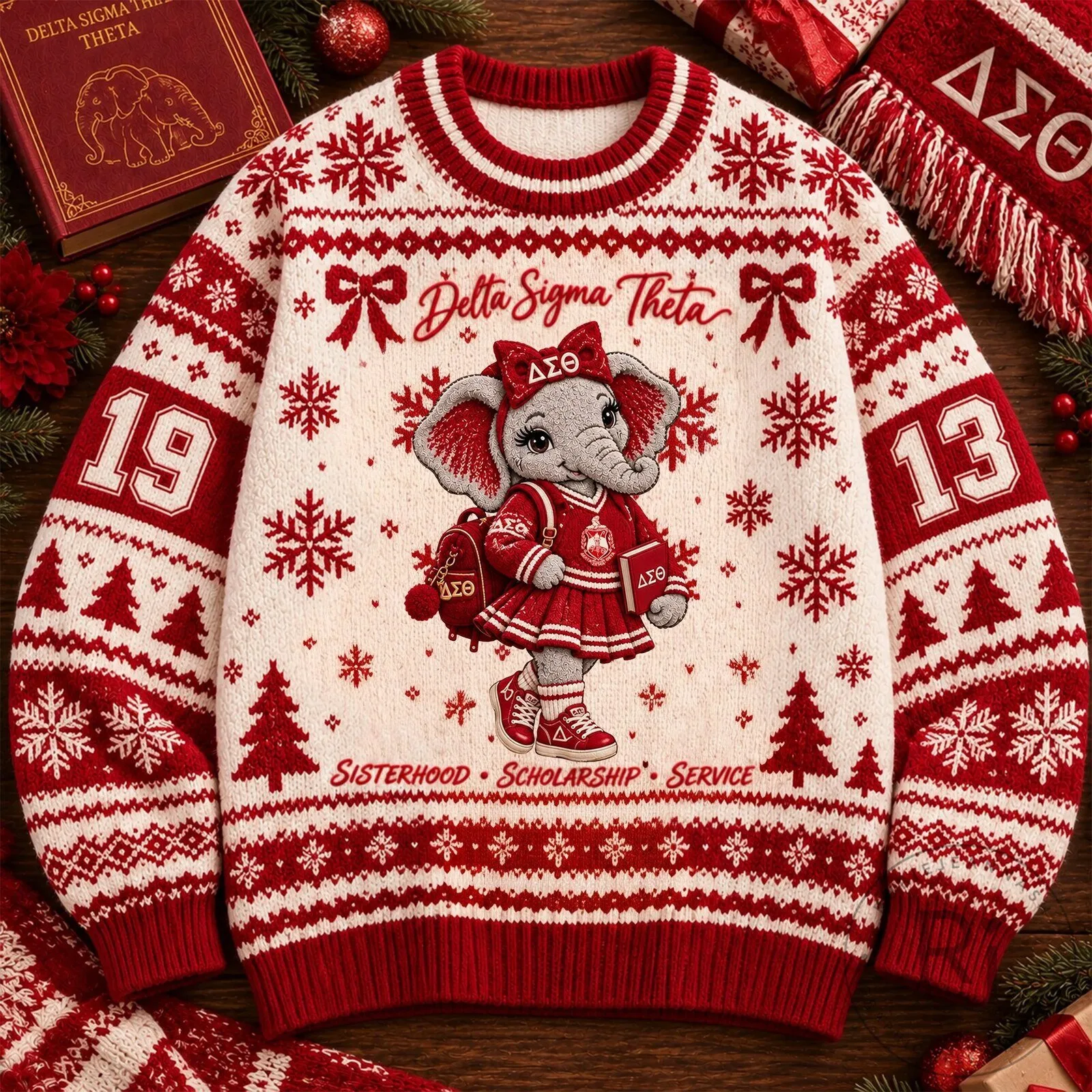 Chicago Bears Gameday Football Fan Hoodie 7 Delta Sigma Theta Elephant Mascot Christmas Holiday Ugly Sweater