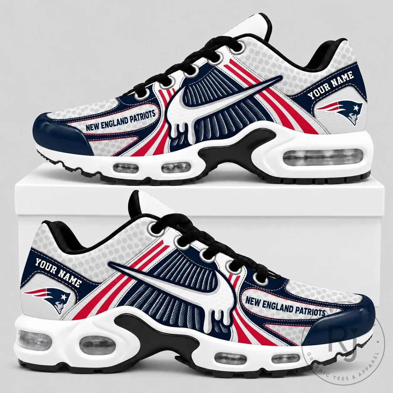 New England Patriots Custom Name Drip Design Air Cushion Sneakers Shoes