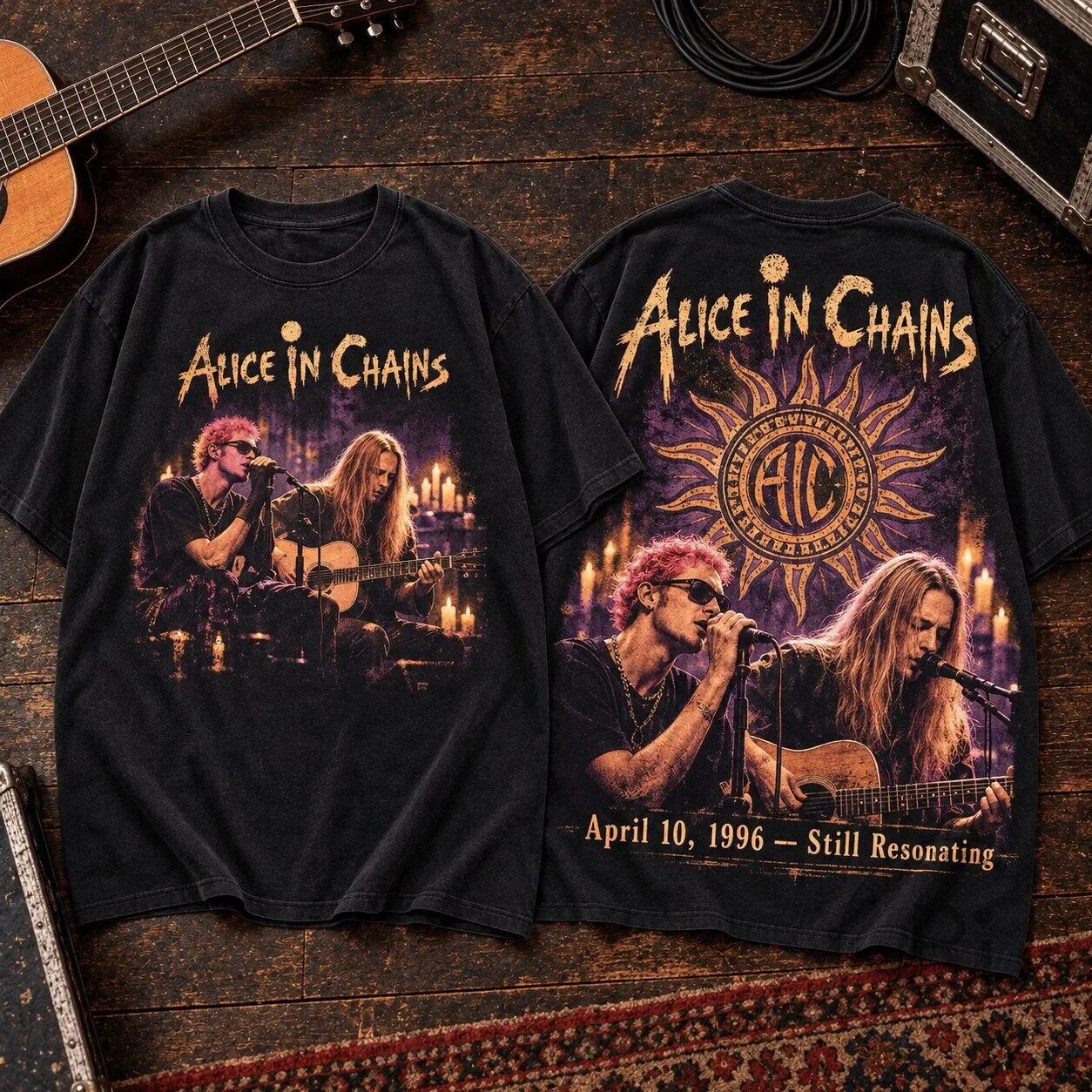 New York Giants Football Team Stadium Blue T-Shirt 3 Alice in Chains Still Resonating Acoustic Anniversary Concert T-Shirt