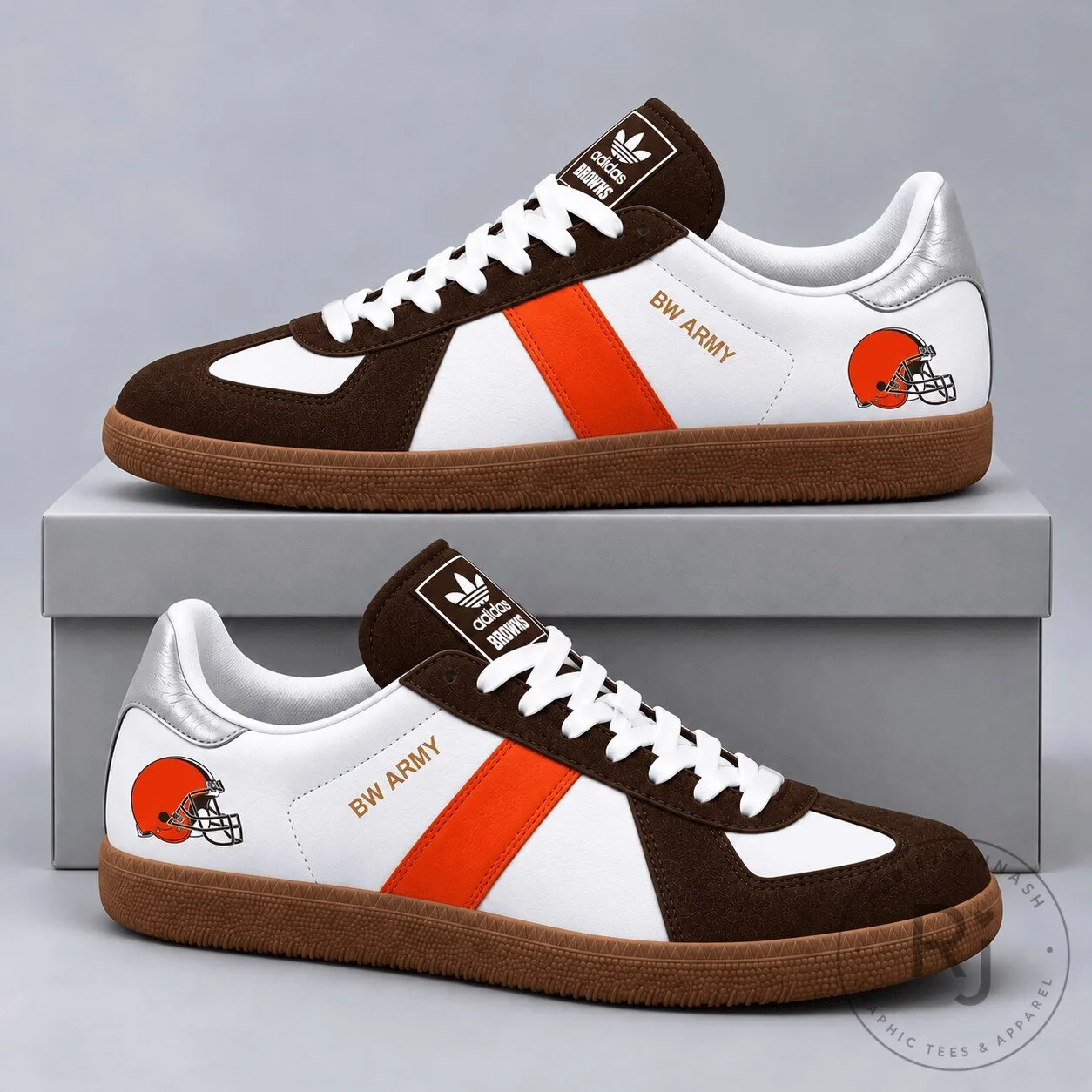 Cleveland Browns National Football League Team Logo Brown and White Sneakers Shoes
