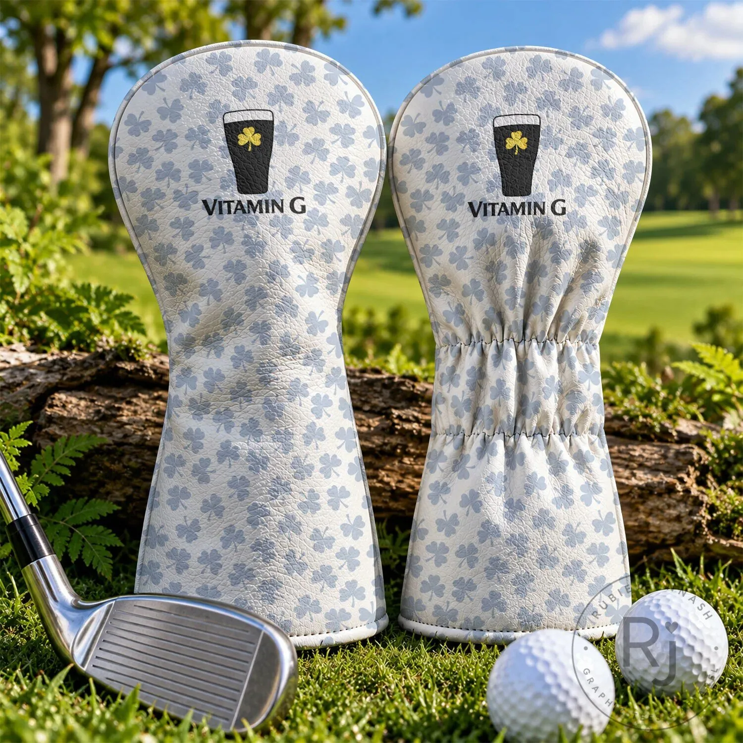 Vitamin G Shamrock Golf Club Head Cover Set, Irish Beer Golf Accessory 8 Vitamin G Shamrock Golf Club Head Cover Set, Irish Beer Golf Accessory
