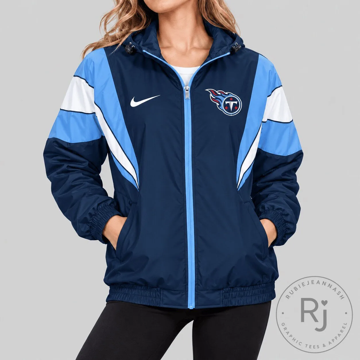 Tennessee Titans NFL Team Logo Color Block Windbreaker Jacket for Women