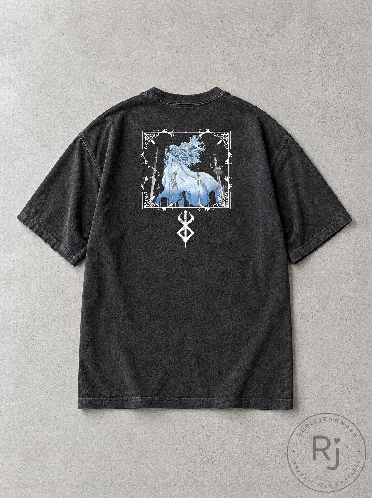 Berserk Griffith Moonlit Castle Dream Anime Manga Black Washed T-Shirt 7 Berserk Griffith Moonlit Castle Dream Anime Manga Black Washed T-Shirt