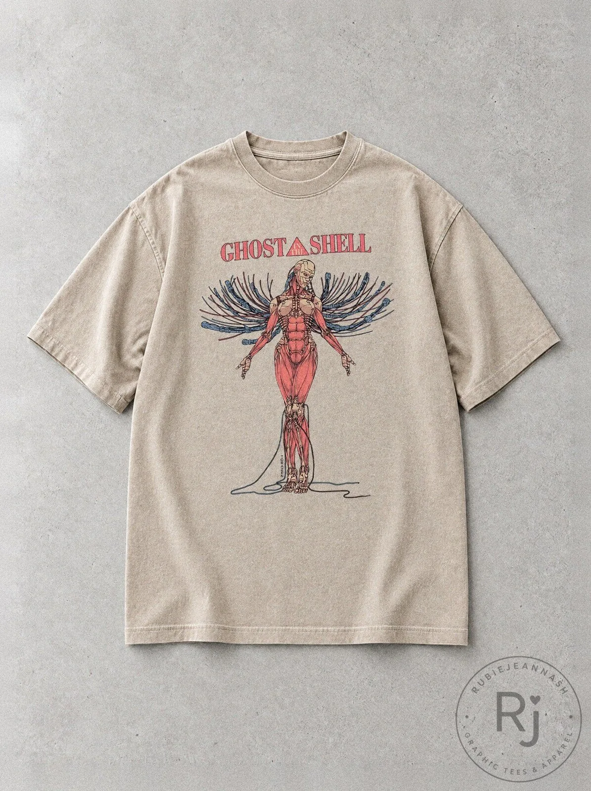 Ghost in the Shell Cable Wing Anatomy Vintage Washed T-Shirt