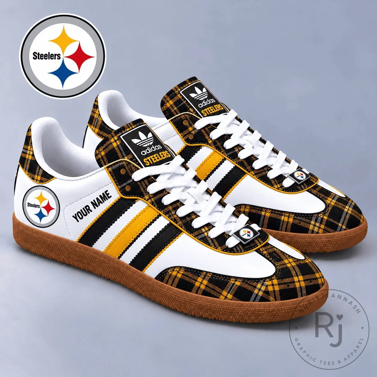 Pittsburgh Steelers Plaid Pattern Adidas Samba Style Custom Shoes 3 Pittsburgh Steelers Plaid Pattern Adidas Samba Style Custom Shoes