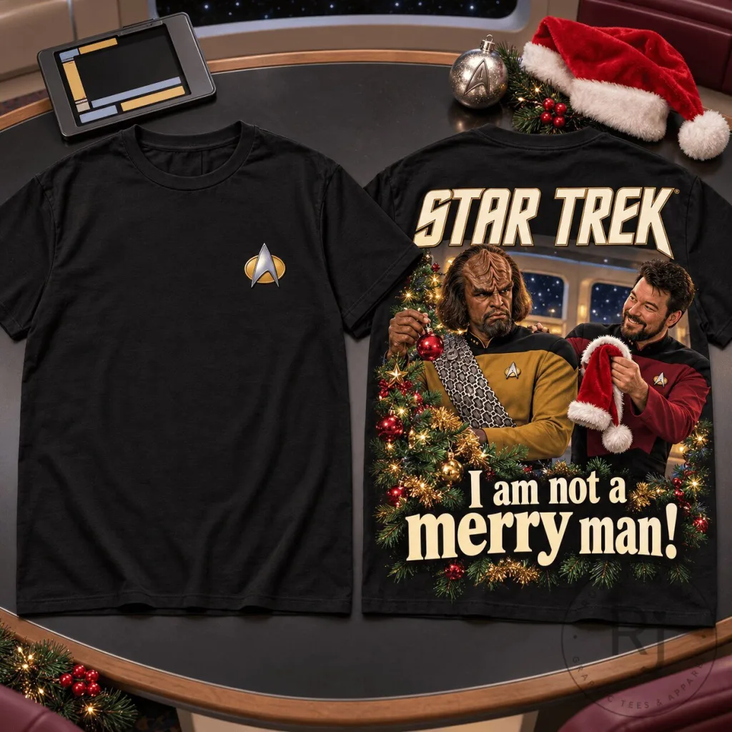 Star Trek Worf and Riker Not A Merry Man Christmas T-Shirt Star Trek Worf and Riker Not A Merry Man Christmas T-Shirt
