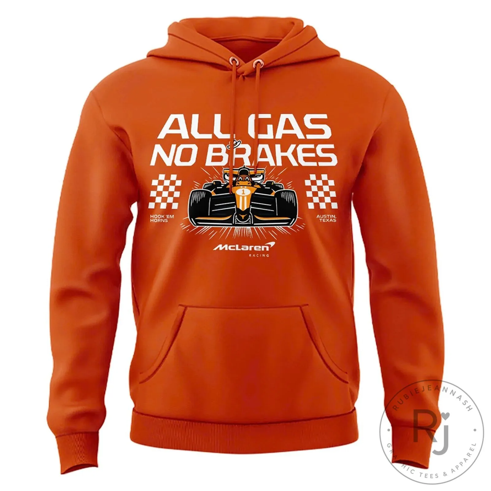 Orange Hoodie featuring Hook 'Em Horns by Texas Longhorns McLaren Racing Team 8 Orange Hoodie featuring Hook