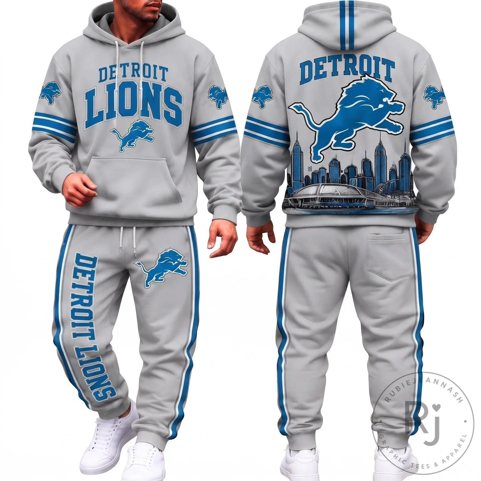 Detroit Lions Football Team Cityscape Design Adult Hoodie and Sweatpants Set 11 Detroit Lions Football Team Cityscape Design Adult Hoodie and Sweatpants Set