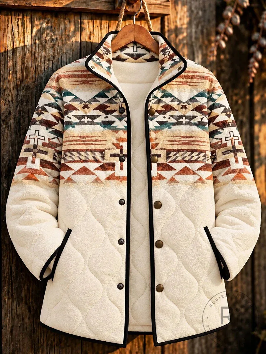 Women's Western Geometric Art Canyon Line Quilted Jacket 3 Women